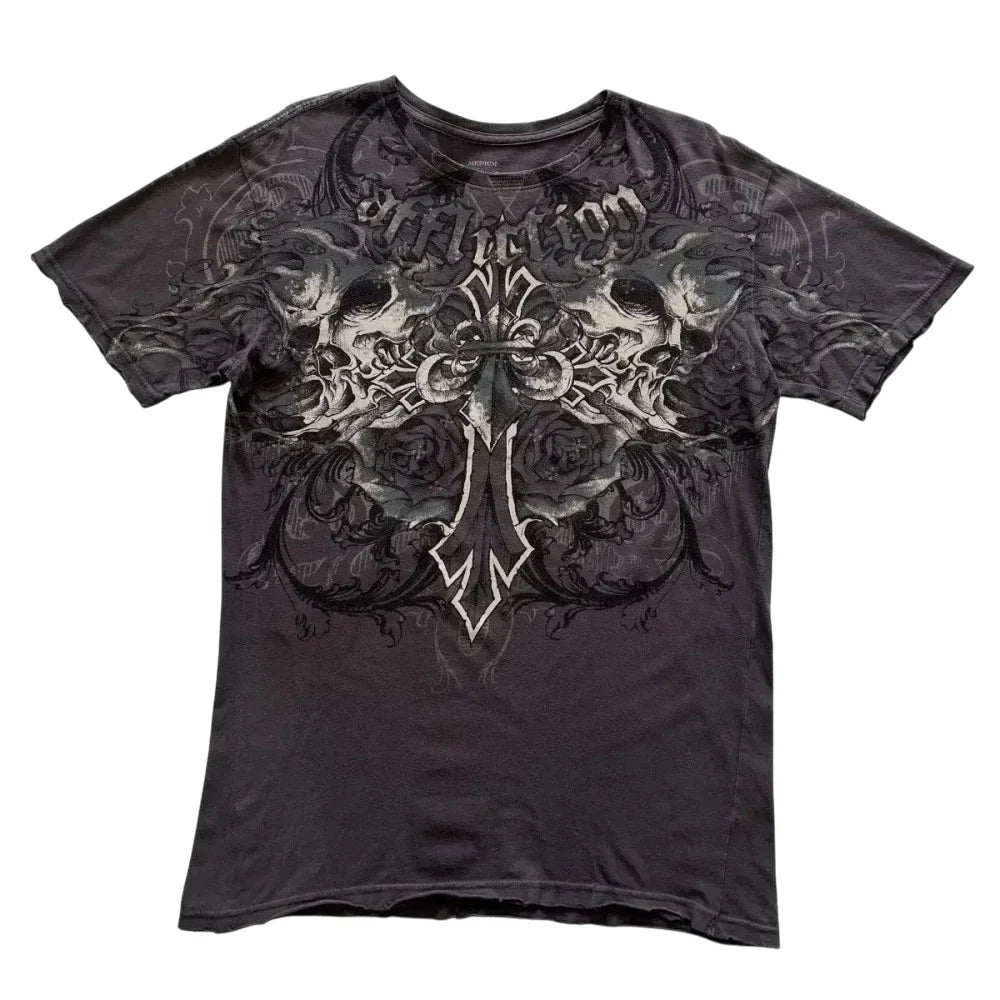 VINTAGE Black Affliction 2000s Medium Mens Y2K Cross Unisex
