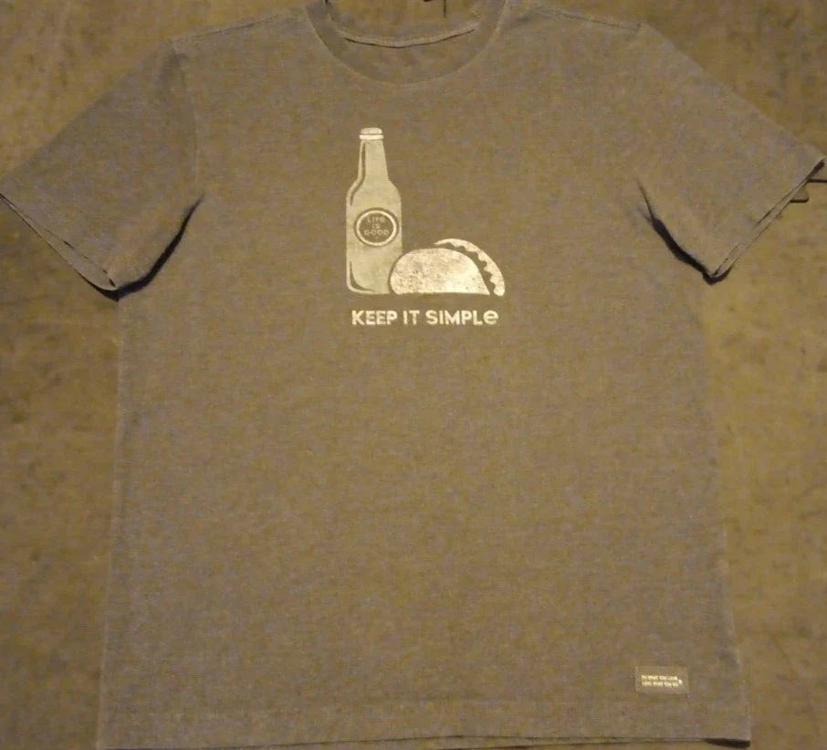 Men's Sm Life Is Good Tacos & Beer Keep It Simple Graphic Crusher Tee T Shirt Unisex