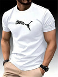 Men’s Luxury Fox Leopard Print Crewneck Casual Y2K Summer Fashion Tee Unisex