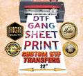 Custom DTF Gang Sheet, 22"W DTF Transfers, Ready to Press Unisex