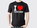 Personalized I Love Heart Custom Text Men Women Gift Top Casual Tee Unisex