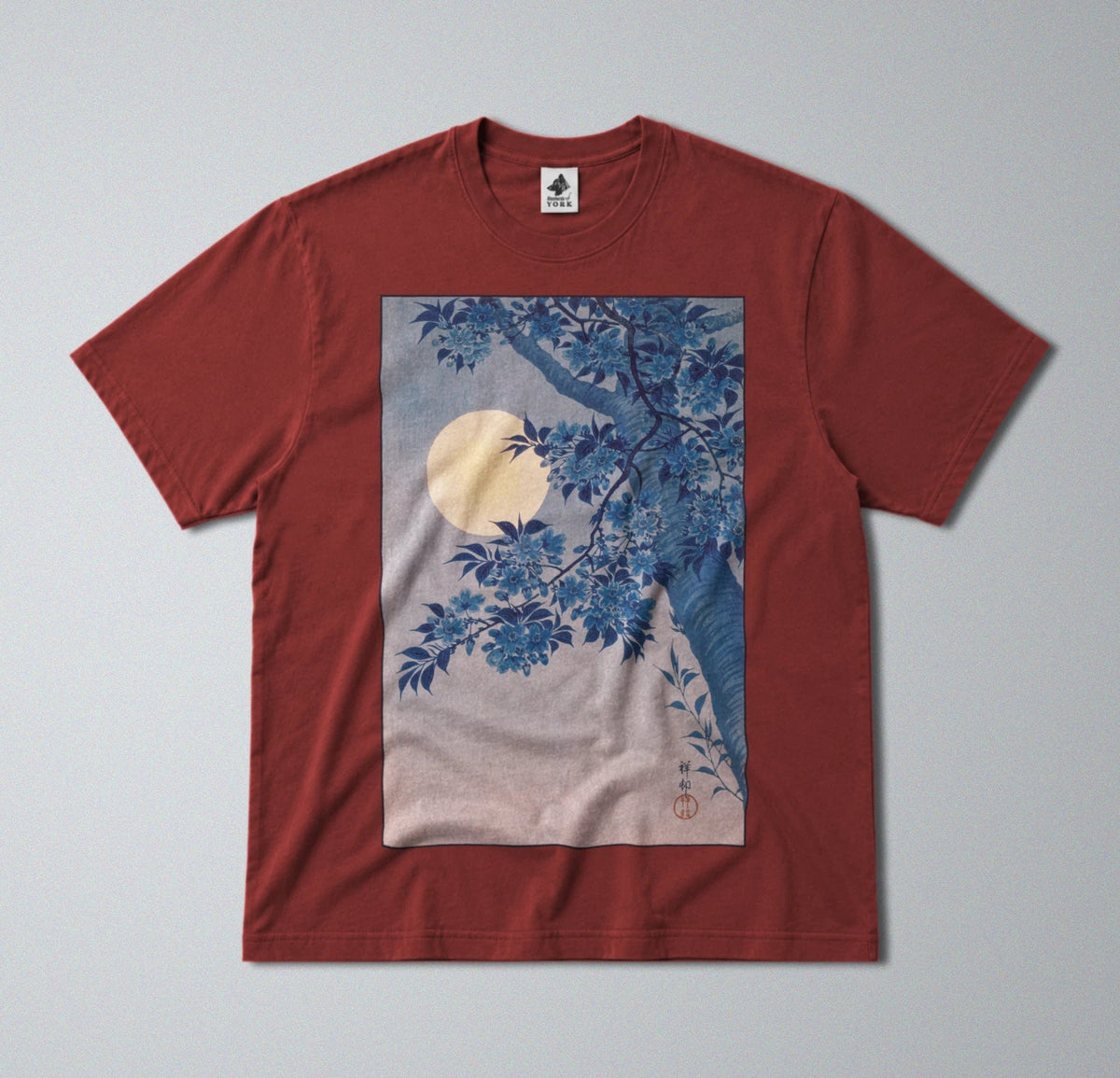 100% Cotton Tee - Regular Fit - Unisex - Blossoming Cherry - Moonlit Night Unisex