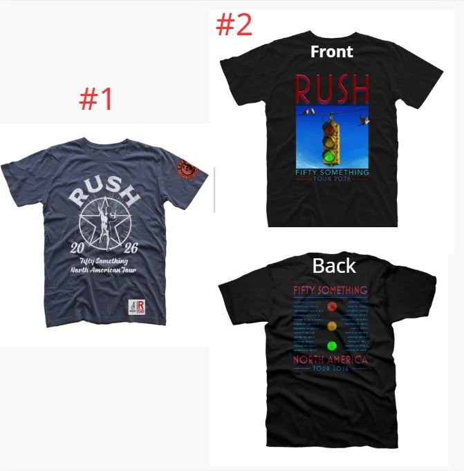 RUSH Band T Shirt Fifty Something North American Tour 2026 Reprint Unisex