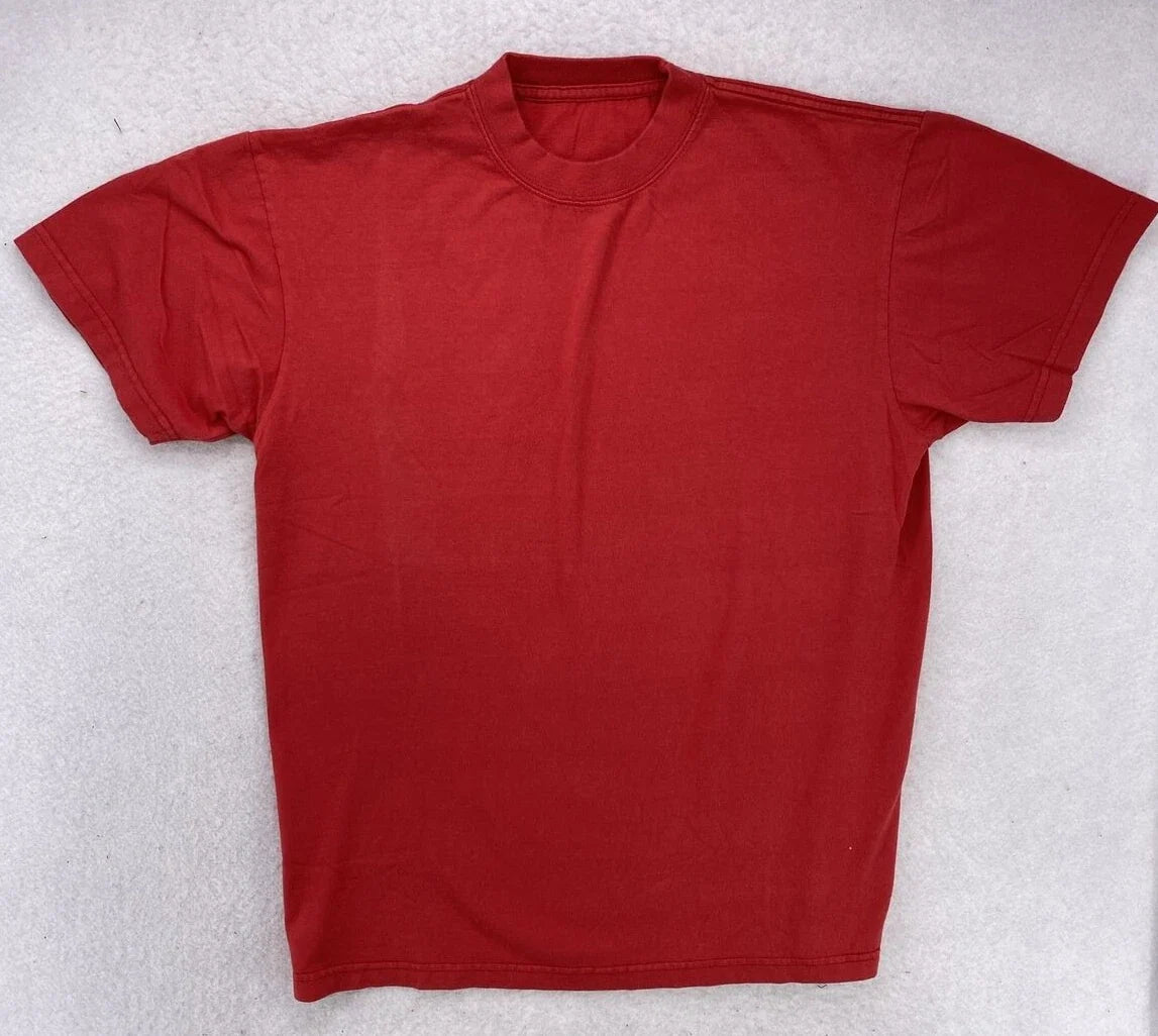 Large Red Blank Tee 1990's Vintage Retro Heavy Weight Unisex