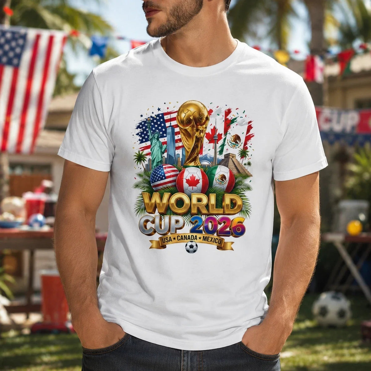World Cup 2026 Trophy USA Canada Mexico | Soccer Fans Tee Unisex