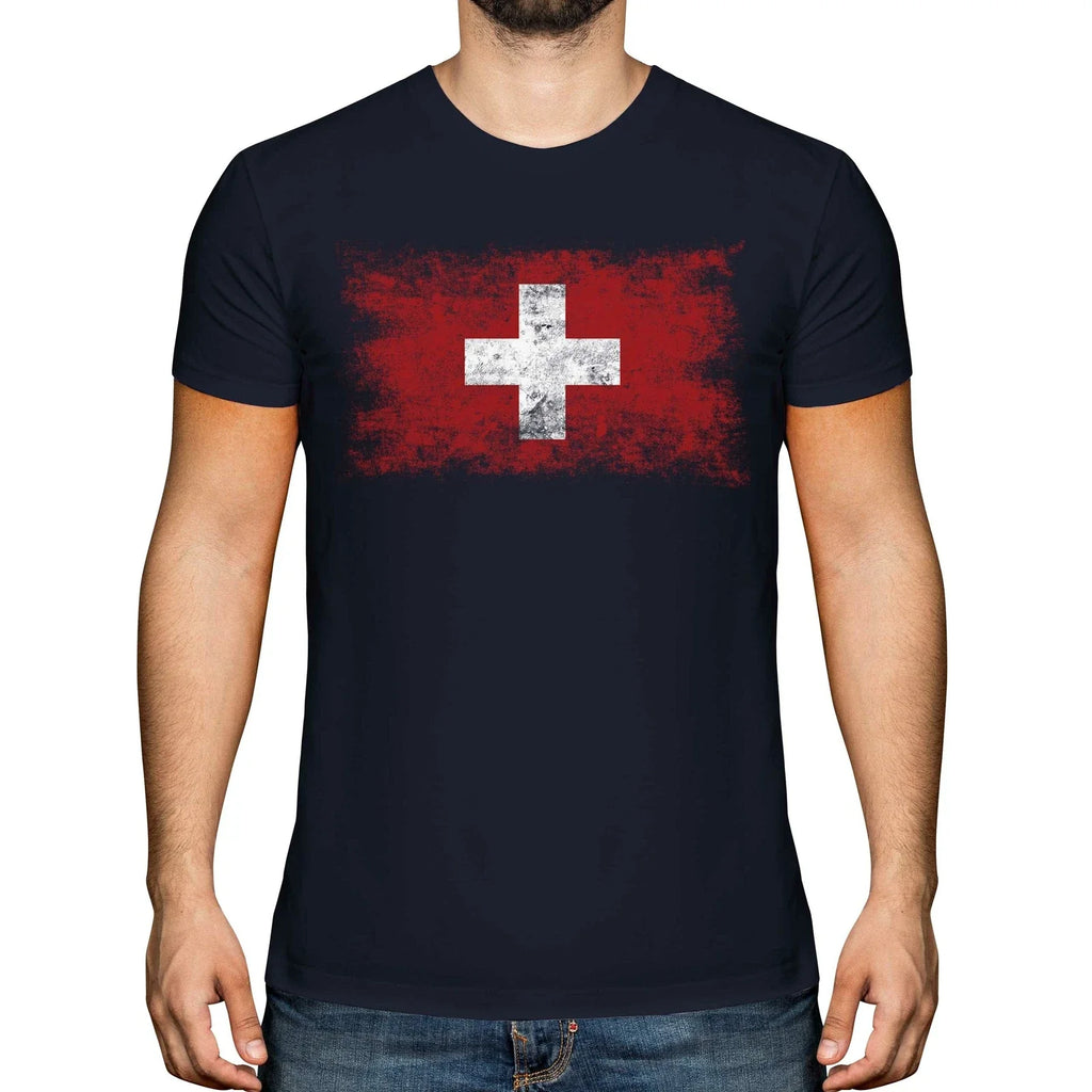 SWITZERLAND DISTRESSED FLAG MENS TOP SCHWEIZ SVIZZERA SUISSE SWISS Unisex
