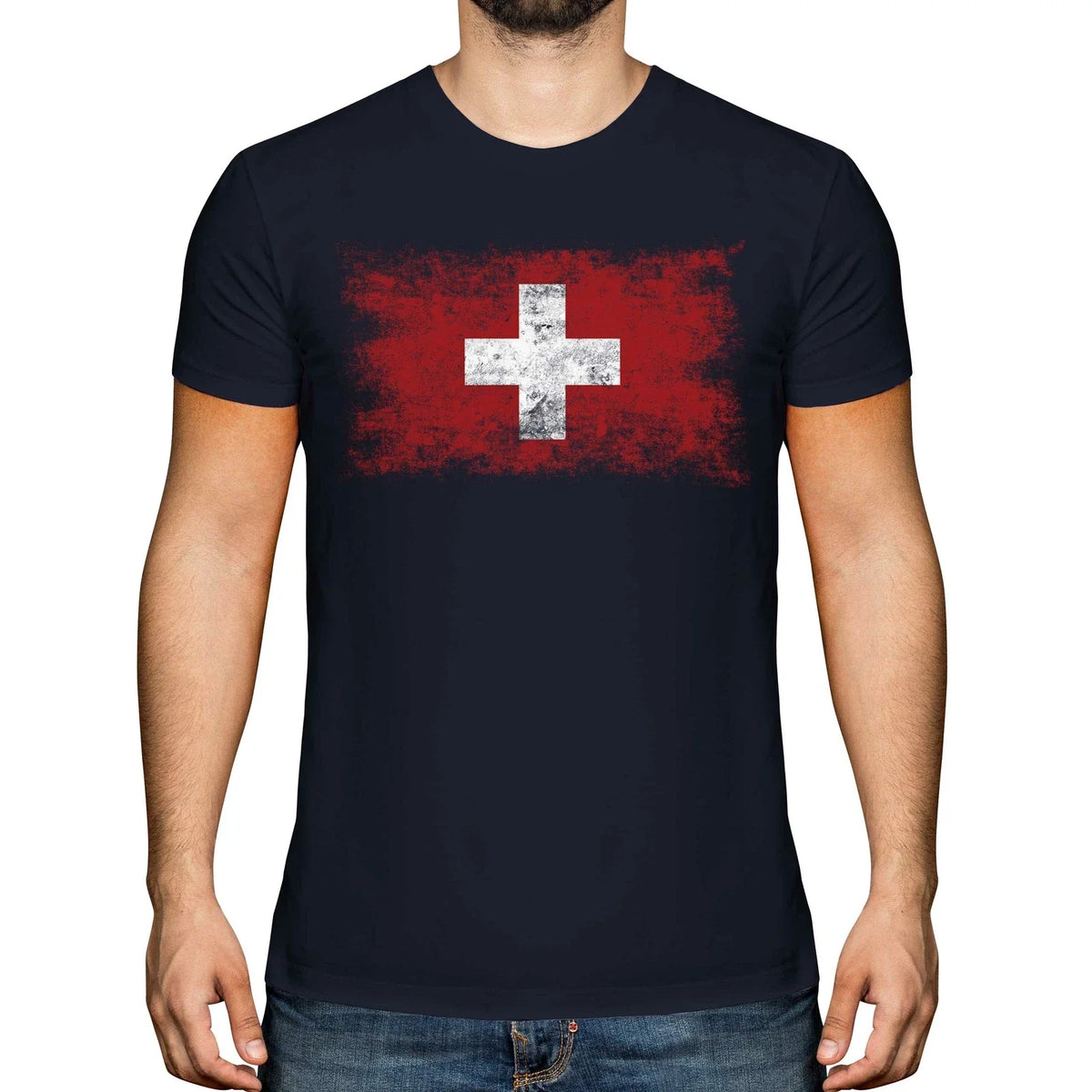 SWITZERLAND DISTRESSED FLAG MENS TOP SCHWEIZ SVIZZERA SUISSE SWISS Unisex