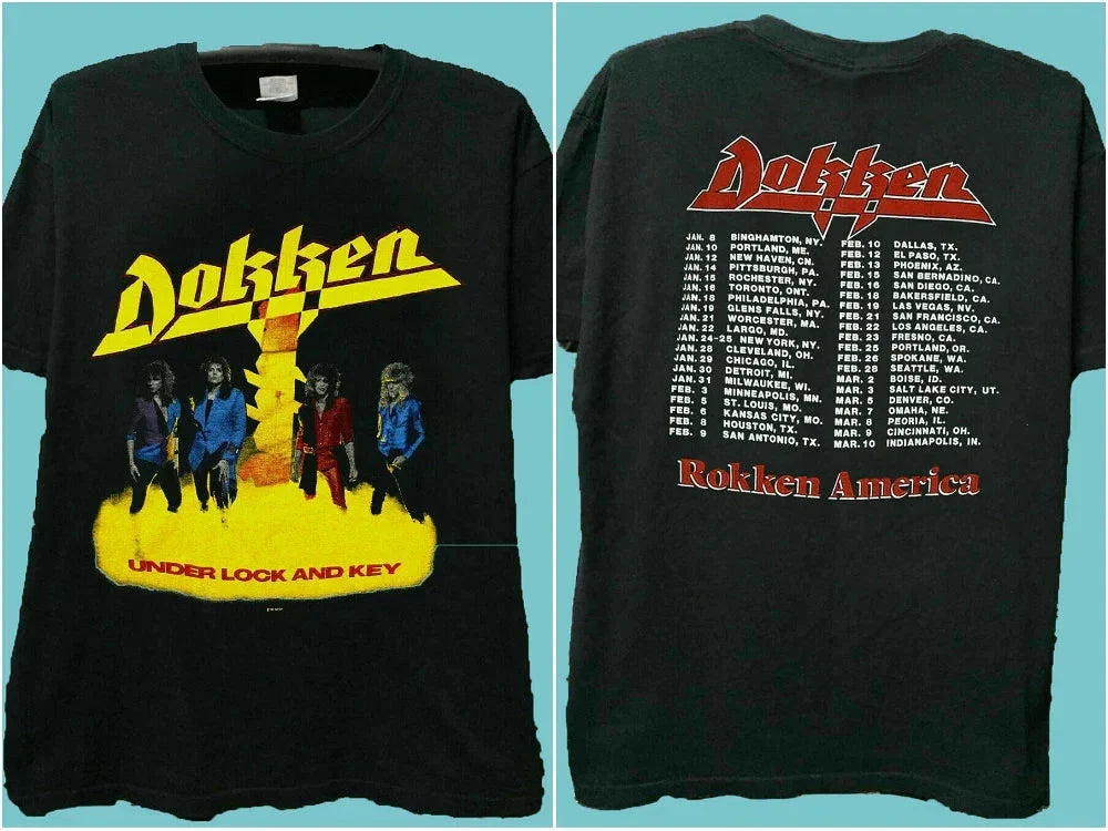 DOKKEN TSHIRT 1985 UNDER LOCK AND KEY T SHIRT Unisex