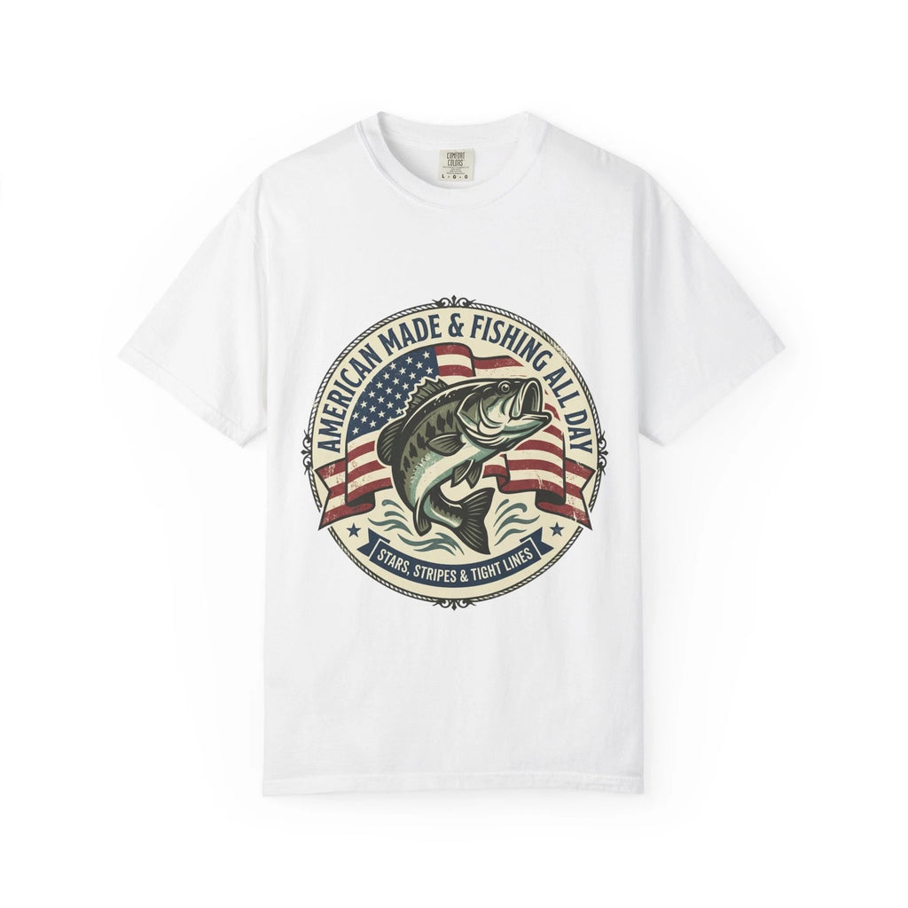 American Made Bass Fishing graphic T-shirt | Patriotic Angler Tee