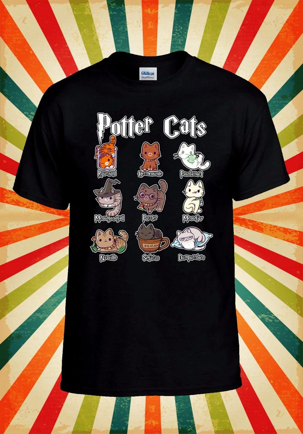 Potter Cats T shirt Cute Cat Animal Men Women Unisex Baseball T Shirt Top 3133 Unisex