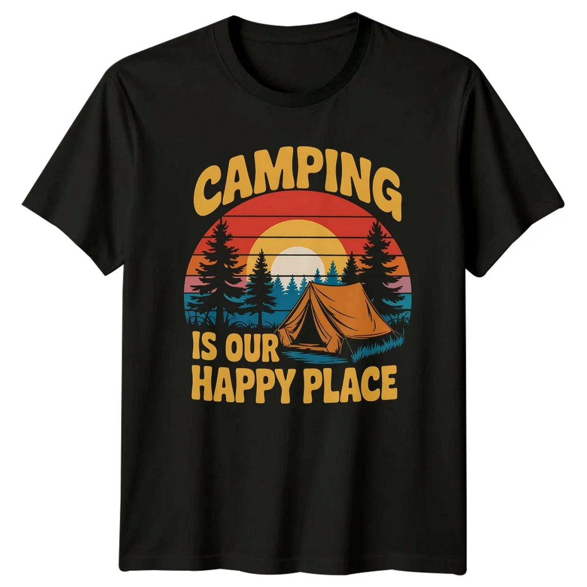 Camping Is Our Happy Place Retro Vintage Birthday Gift For Him And Her Unisex