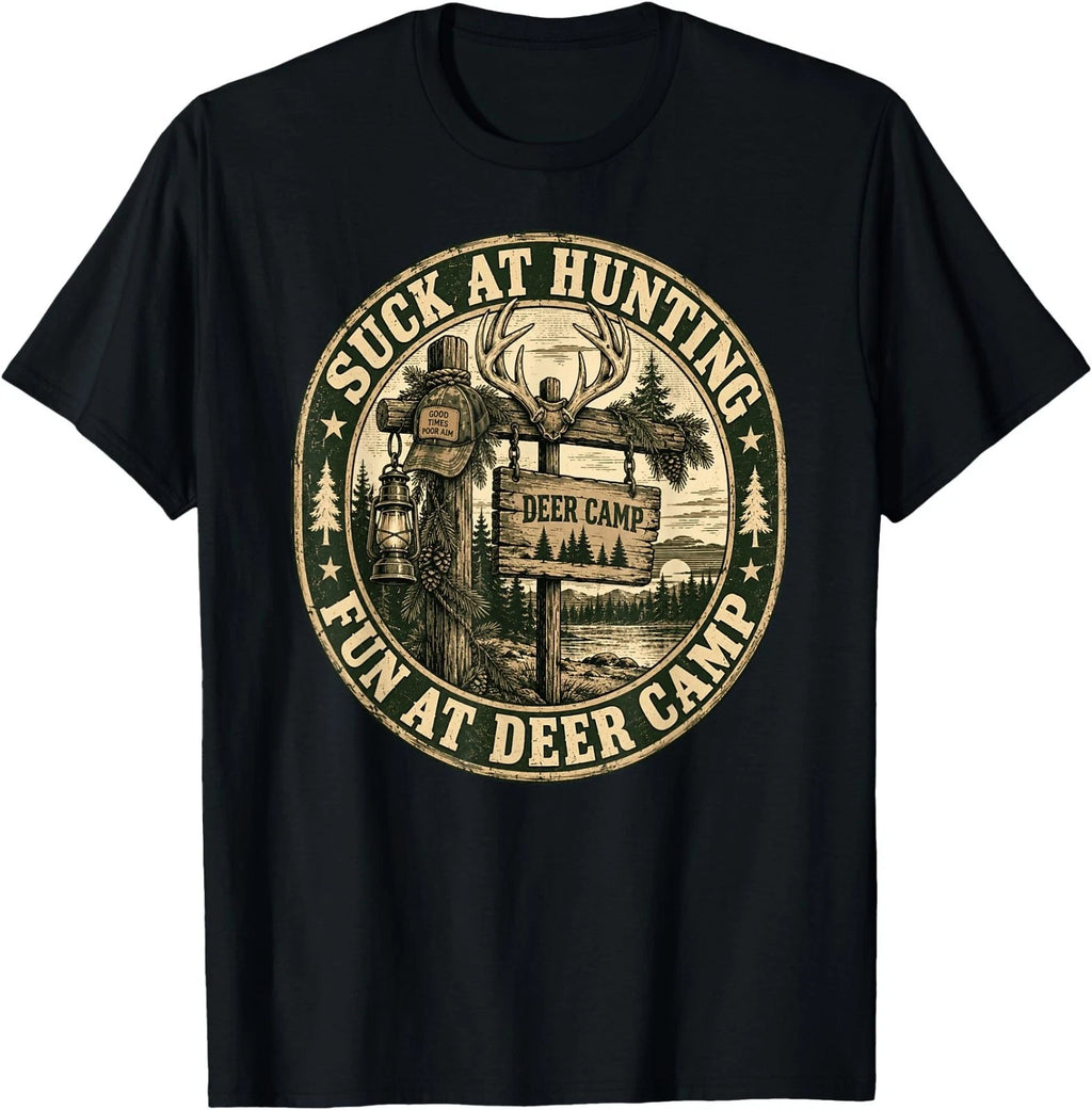 Suck At Hunting Fun At Deer Camp Funny Hunter T-Shirt