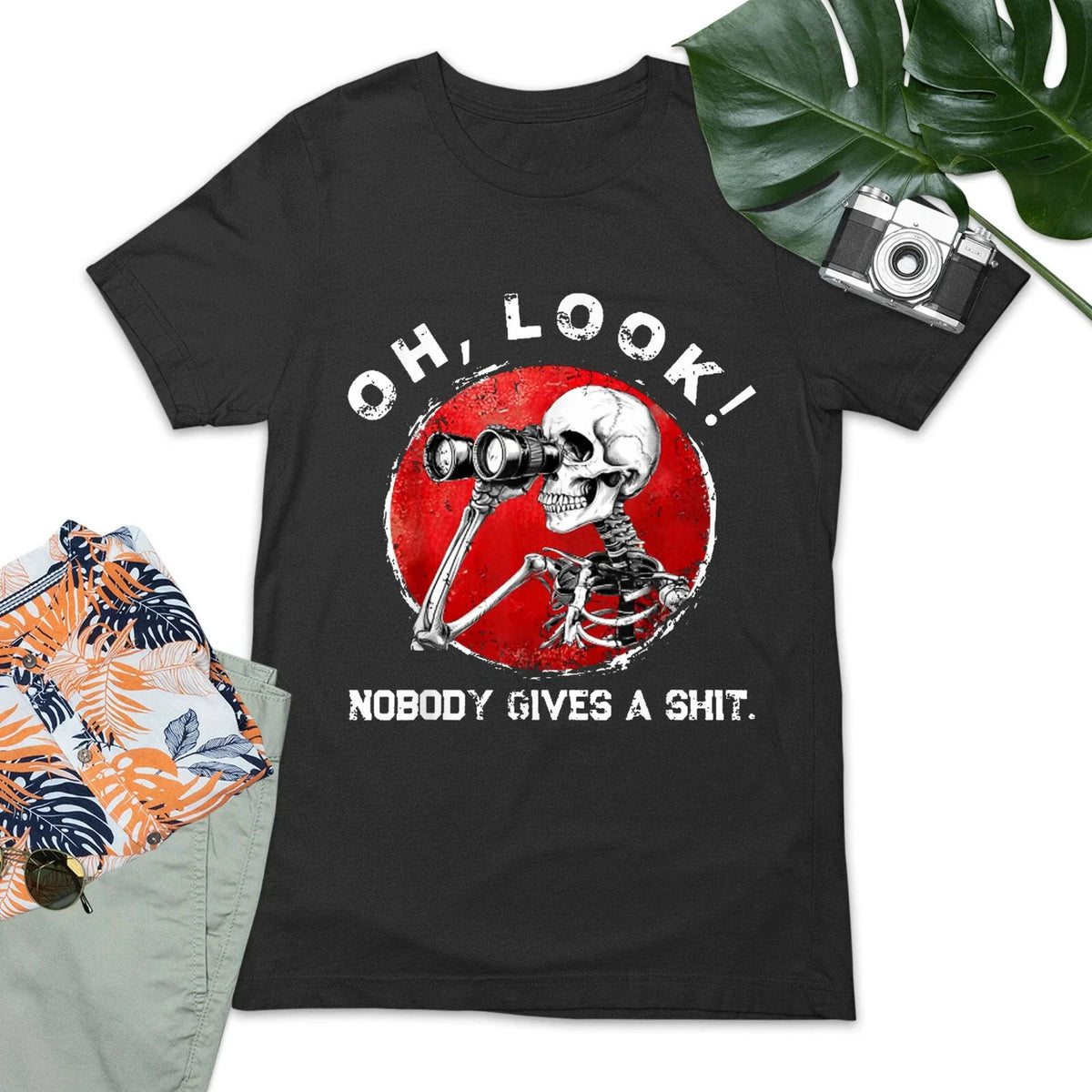 Skeleton Oh Look Nobody Gives A , Halloween Sketeton Shirt Unisex