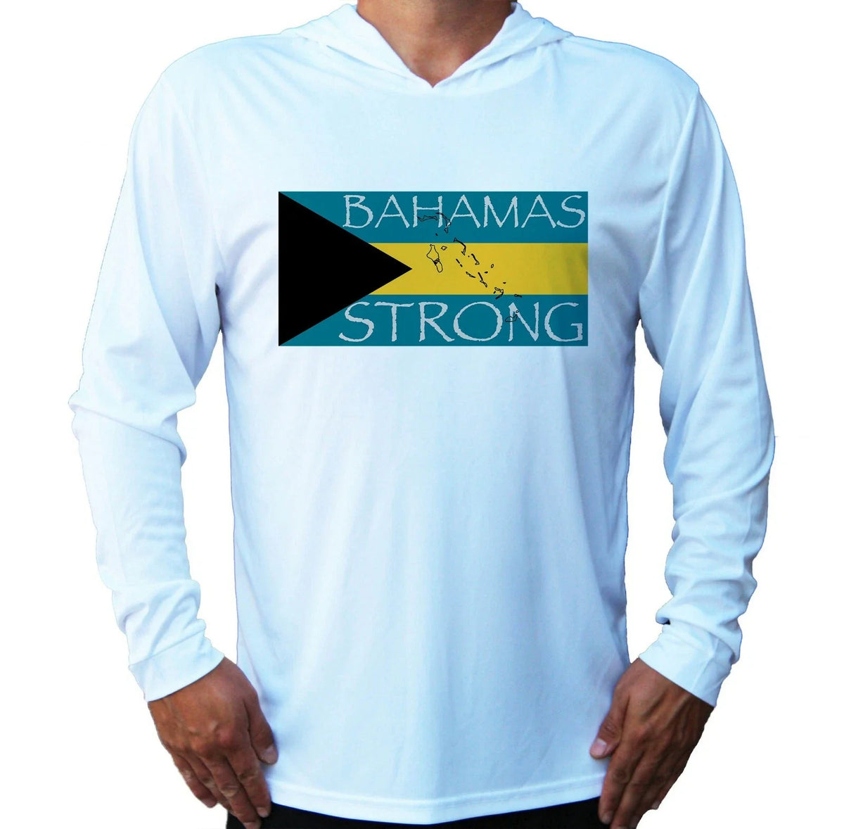 Bahamas Strong Flag Art UV Protected UPF 50 Long Sleeve Fishing Boat Sport Hood Unisex