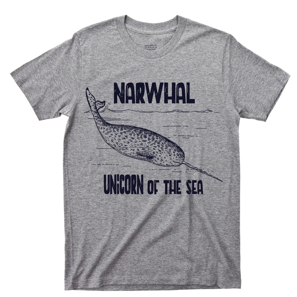 Narwhal Unicorn Of Sea T Shirt Deep Blue Ocean Waves Nautical Marine Mammals Tee Unisex
