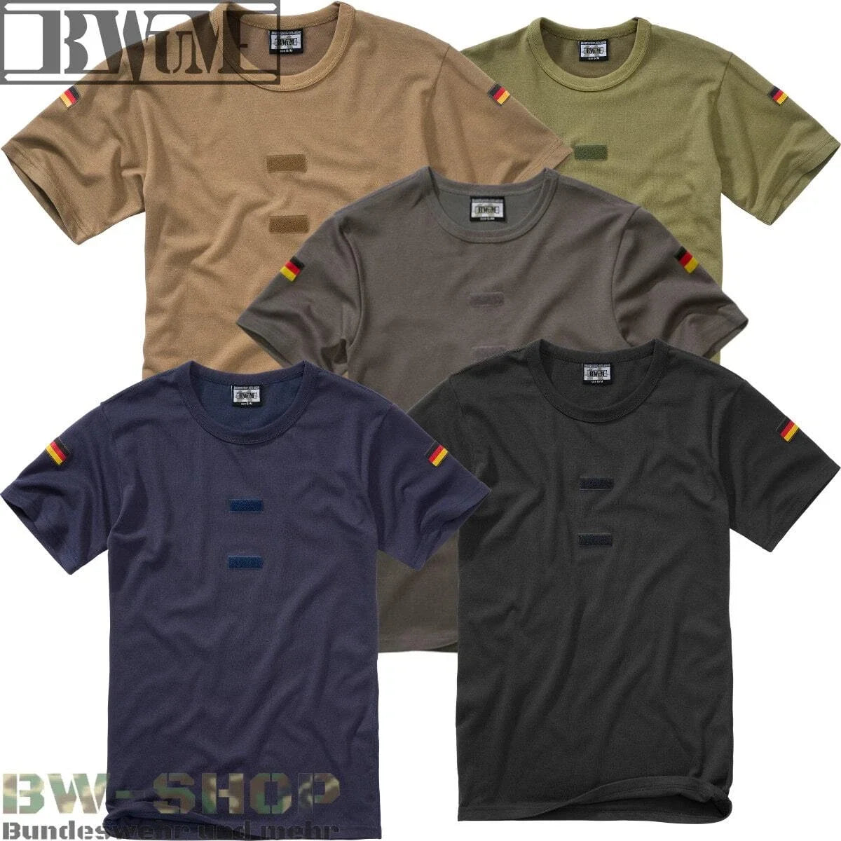 BWuM GERMAN ARMY TROPICAL SHIRT + FLAGS & Hook and Loop BW UNDERSHIRT ARMY SHIRT Unisex