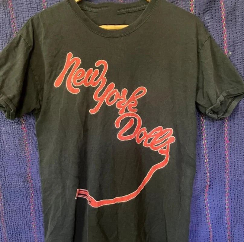 Vintage New York Dolls Black Glam Punk Band Graphic Tee Rare S-5XL Unisex