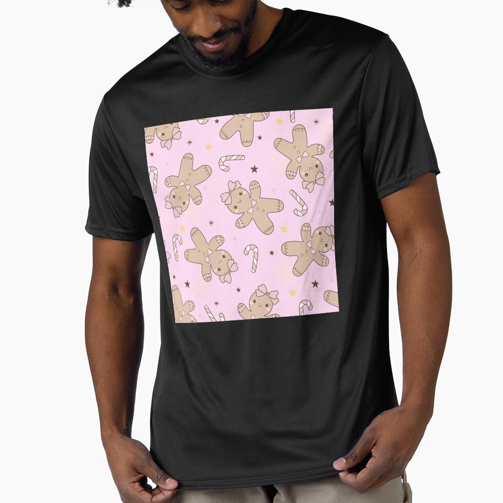 Pink Pastel Kawaii Gingerbread Pattern with Bows & Candy Canes by smeraldosecrets