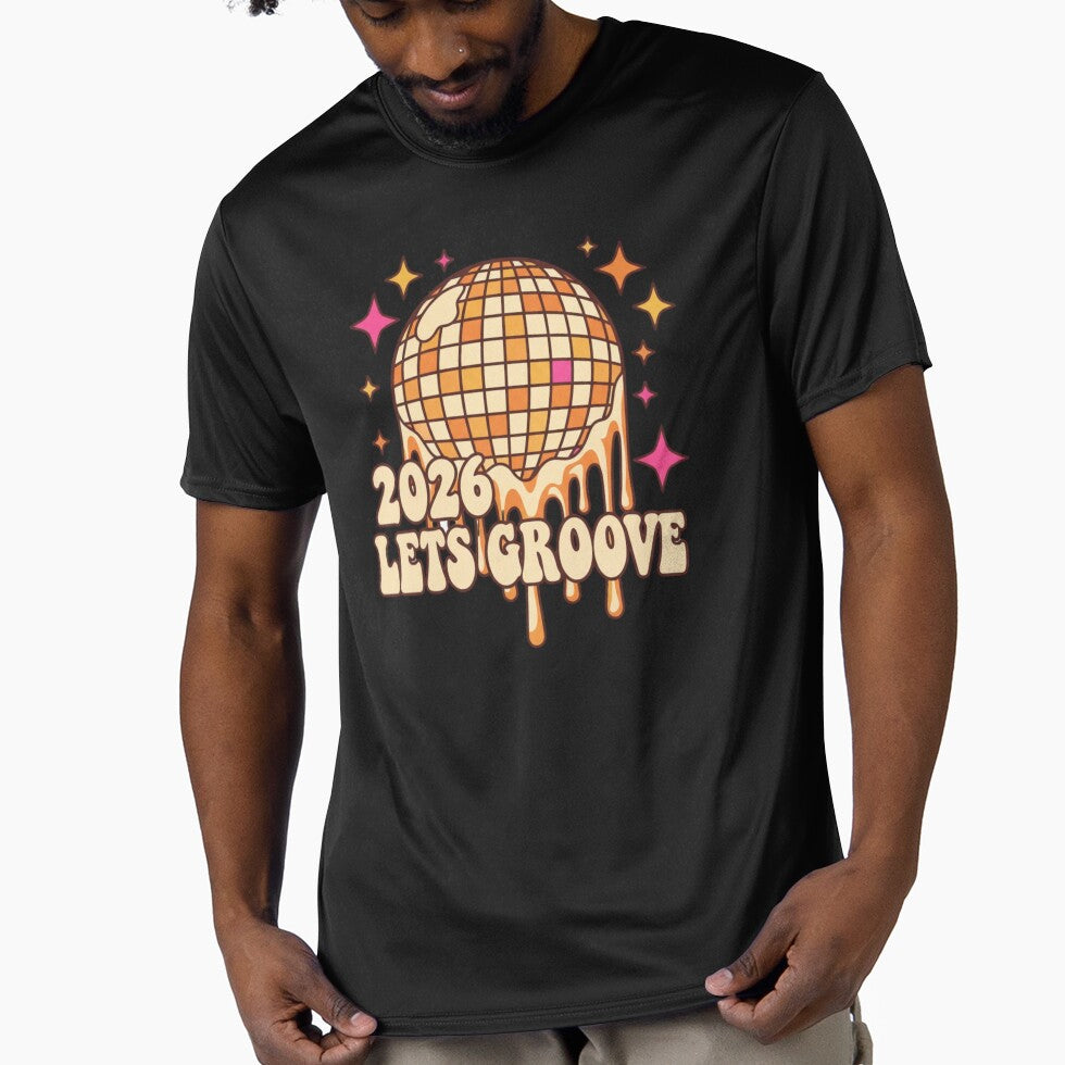 2026 Let's Groove - Melting Disco Ball Retro 70s Aesthetic New Year by BeFaCtO