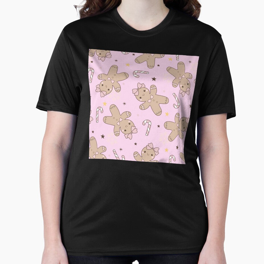 Pink Pastel Kawaii Gingerbread Pattern with Bows & Candy Canes by smeraldosecrets