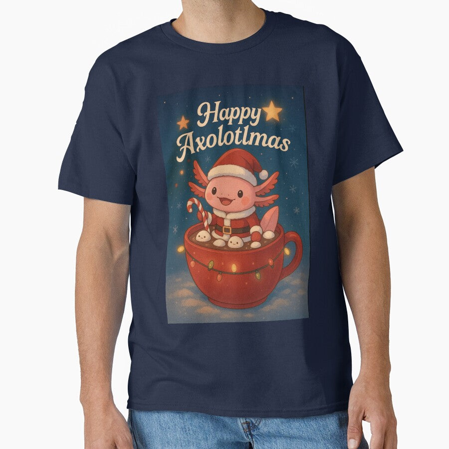 Happy Axolotlmas – Cute Christmas Axolotl Santa T-Shirt Design by GrzegorzDesigns99
