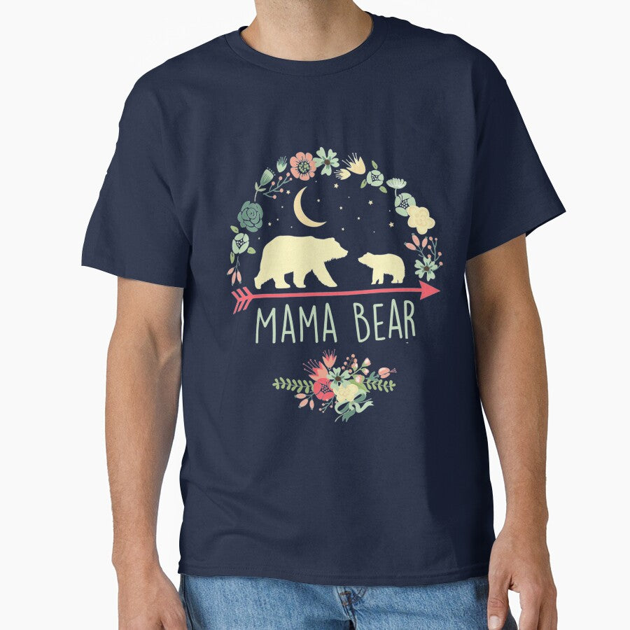 Floral Mama Bear with 1 Cub Pullover Hoodie by palaelica