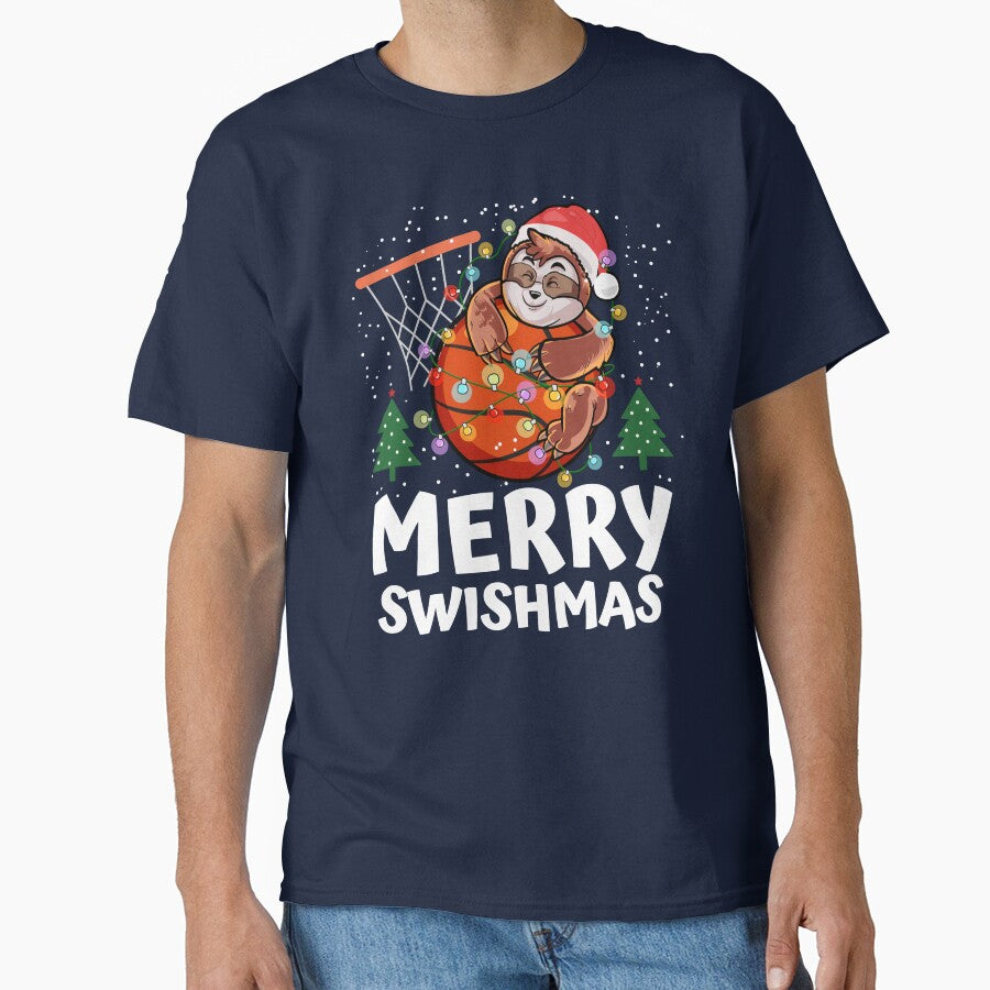 Merry Swishmas Cute Christmas Sloth for Basketball Player by NUMAcreations