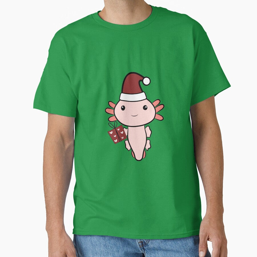 Christmas Axolotl Holding Gift by CloudInABucket