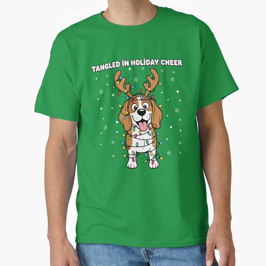 Tangled in Holiday Cheer Funny Christmas Dog by SillyPawsStudio