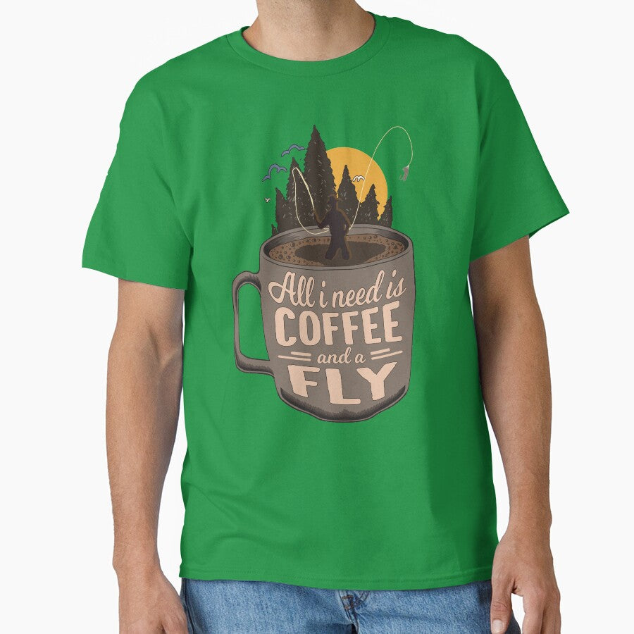 Cartoon Coffee & Fly Fishing Lover Gift by MrEddie10