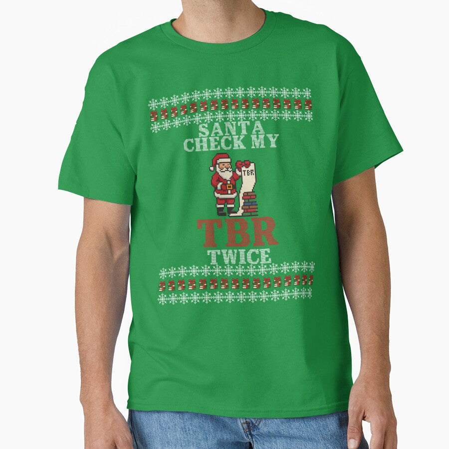 Santa Check My TBR Twice – Funny Bookish Ugly Christmas Sweater Design by ThePeelAppeal
