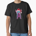 Glowing Axolotl Christmas Art – Neon Gills, Santa Hat & Holographic Snowflakes by MadeByACJ