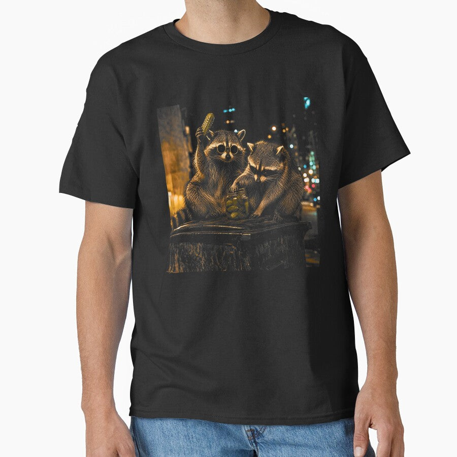 Funny Raccoon Eating Pickles Meme Mens Womens by Rahamkshop