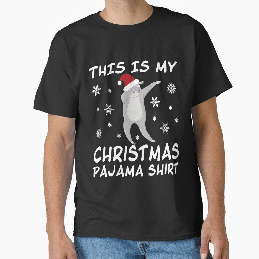 Christmas pajama shirt with dabbing sloth by Kongsgart