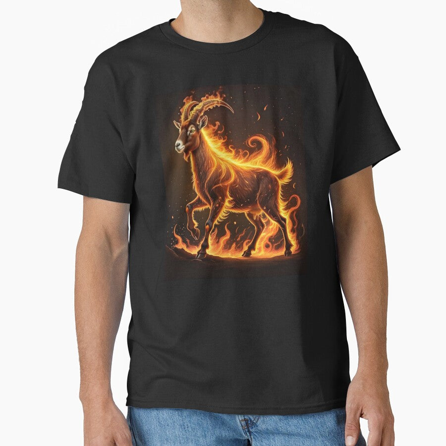 2027 Year of the Fire Goat, Fiery Goat,Happy New Year! fire on black background by orthodox-icon