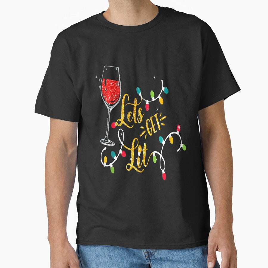 Let's Get Lit Wine Glasses Christmas Lights Drinking Lover_1 by TGMerwin