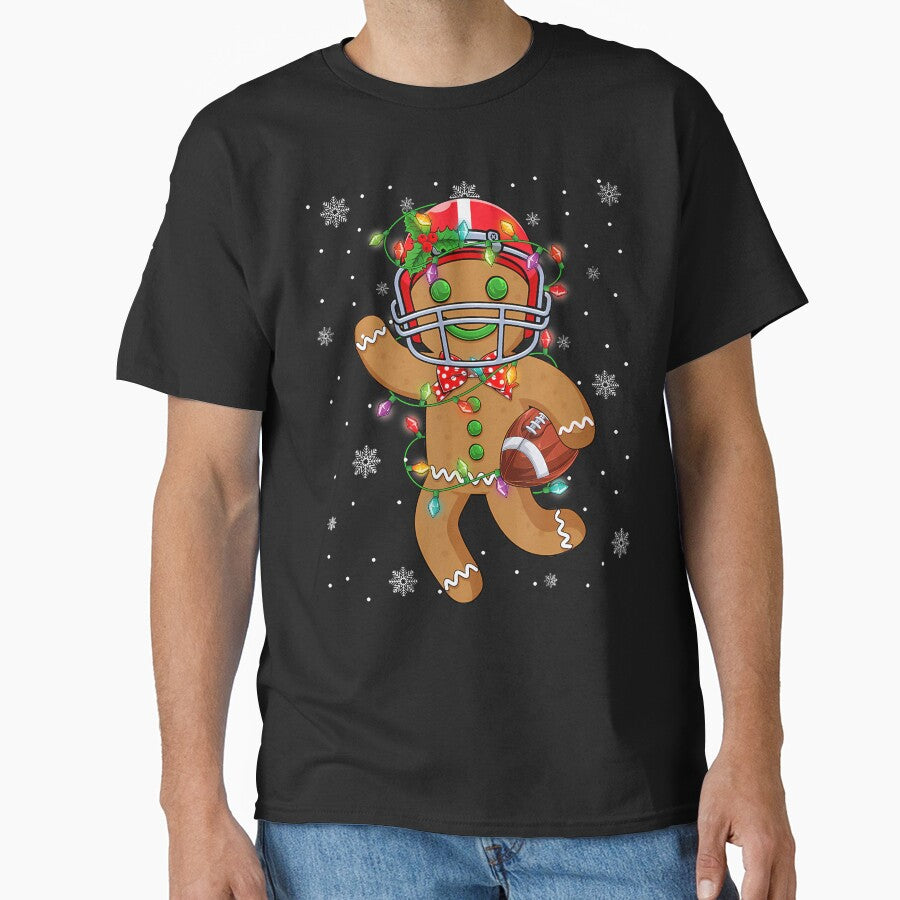 Gingerbread Santa Hat Playing Football Christmas Tree Lights by EileenDeana