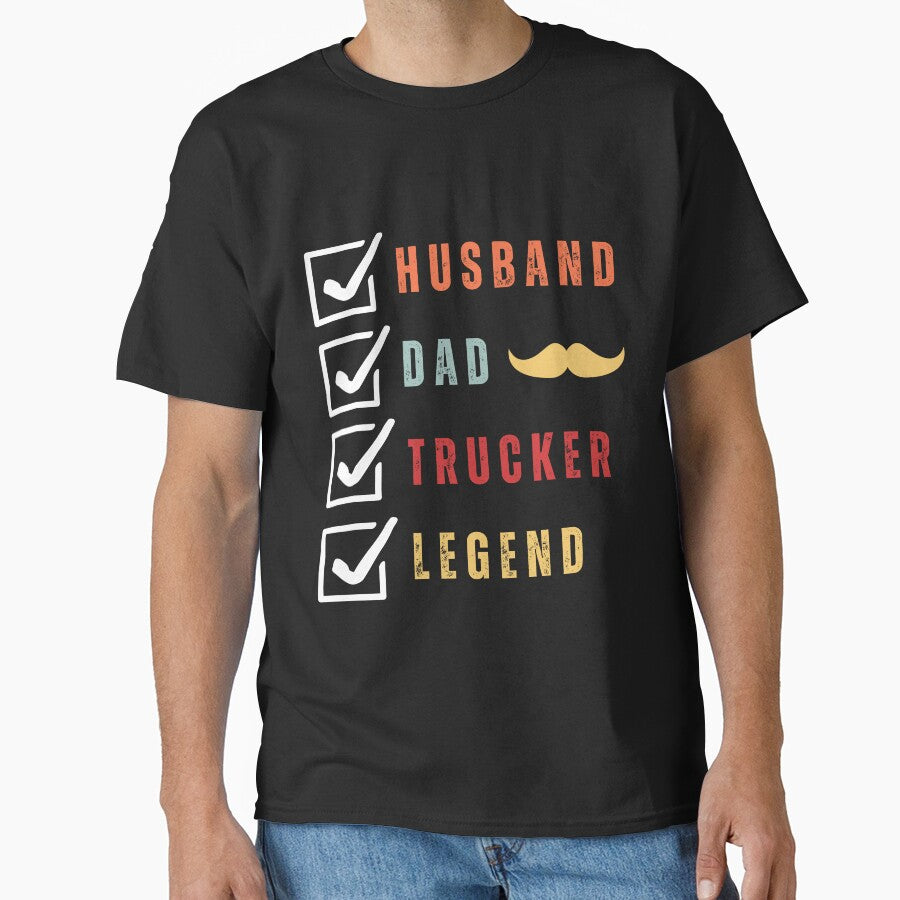 Copy of Husband Dad Trucker Legend I Drop Big Loads Funny Vintage Retro Sunset by CandyDroidMerch