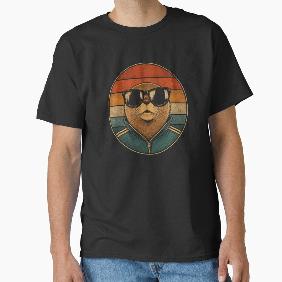 Cool Retro Otter Wearing Sunglasses by Moizento