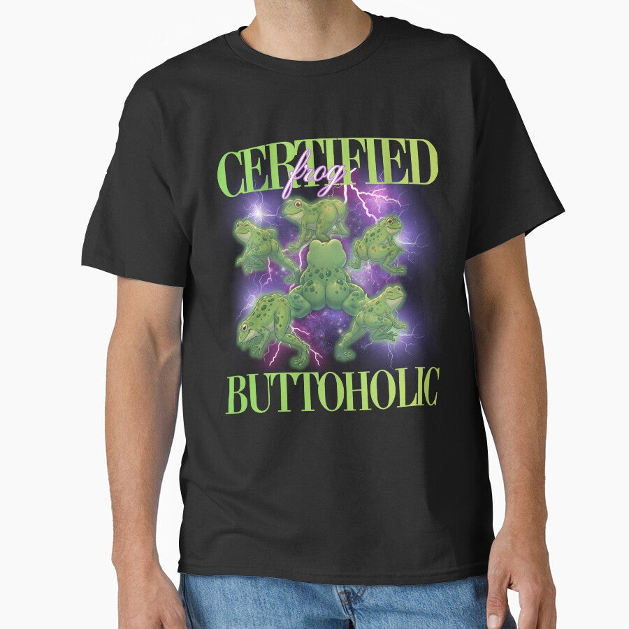 Certified Frog Buttoholic - Funny Frog Butt Meme Y2K 90s Bootleg by Neurospicy Trolls