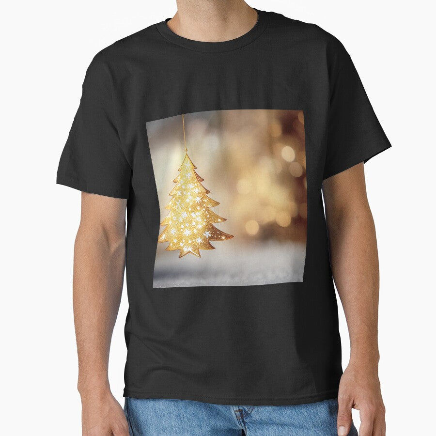 a golden christmas tree ornament hanging from a string by DesignAtYO