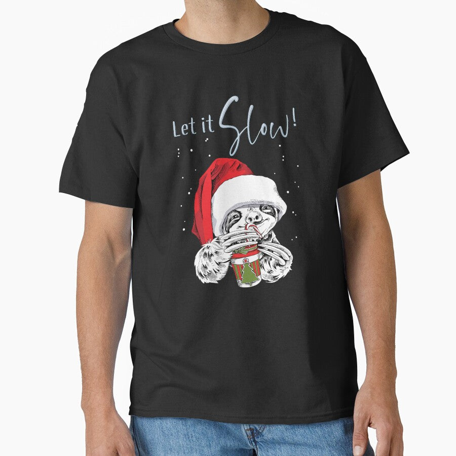 Let It Slow Funny Lazy Sloth Christmas by chris-ellis-art