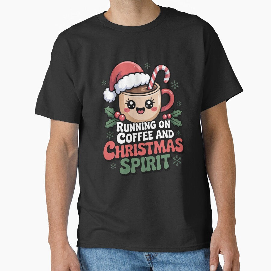 Running on Coffee and Christmas Spirit Cute Funny Holiday Mug Design by DailyInkWear