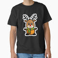Cheerful Cartoon Reindeer with Red Nose and Striped Scarf | Cute Holiday Sticker by FestivityFinds