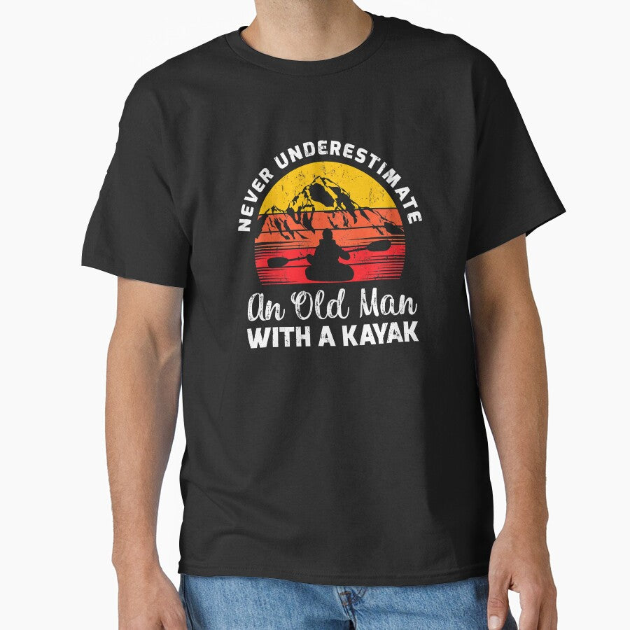 Old Kayaker Mens Never Underestimate an Old Man With a Kayak by Cheesymatiion