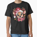 Cute Christmas Reindeer Shirt, Pink Bow Santa Deer Graphic Tee, Kawaii Holiday Christmas Gift, Festive Winter Shirt by Blebaylem