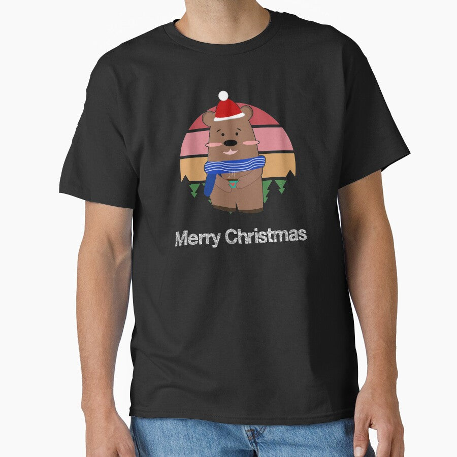 Santa Hat Bear Coffee Heart Christmas Trees Sunset by mikoala50