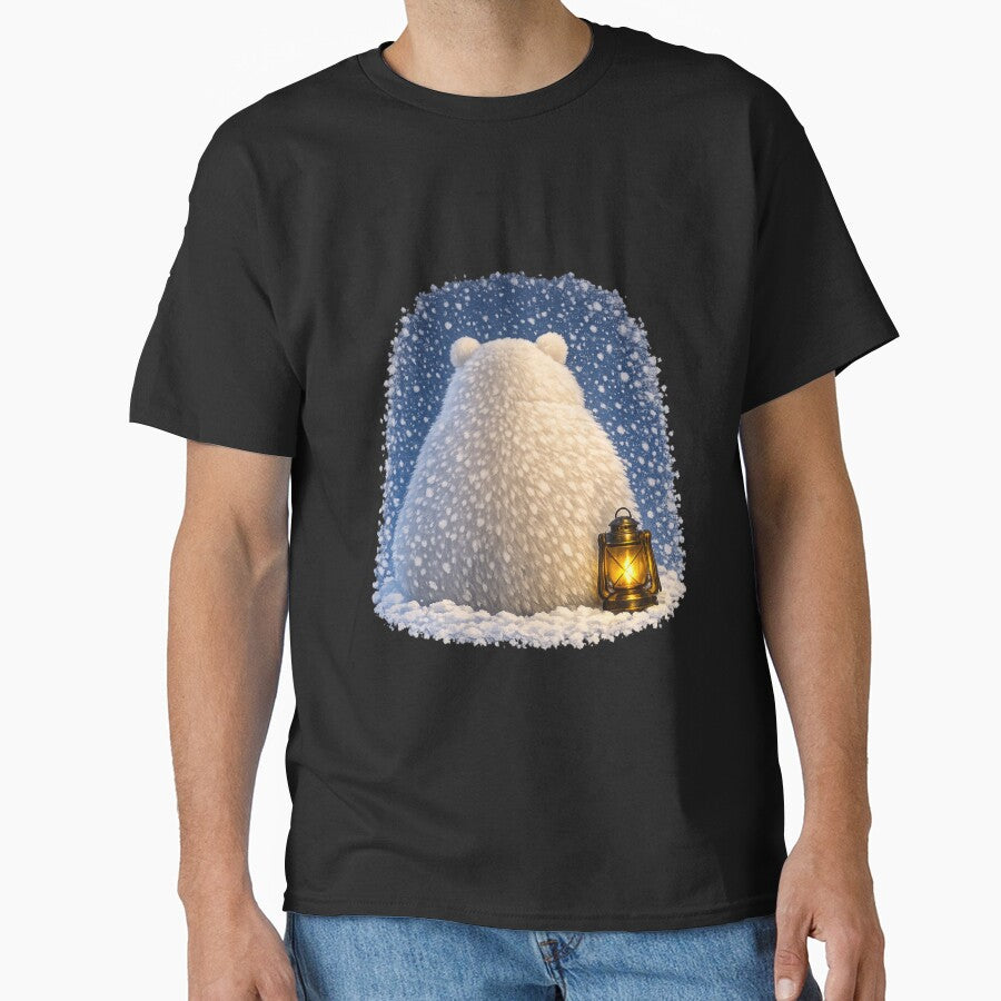 Polar Bear Back View Snow Lantern — Cozy Winter Night Art by ArtoryWorks