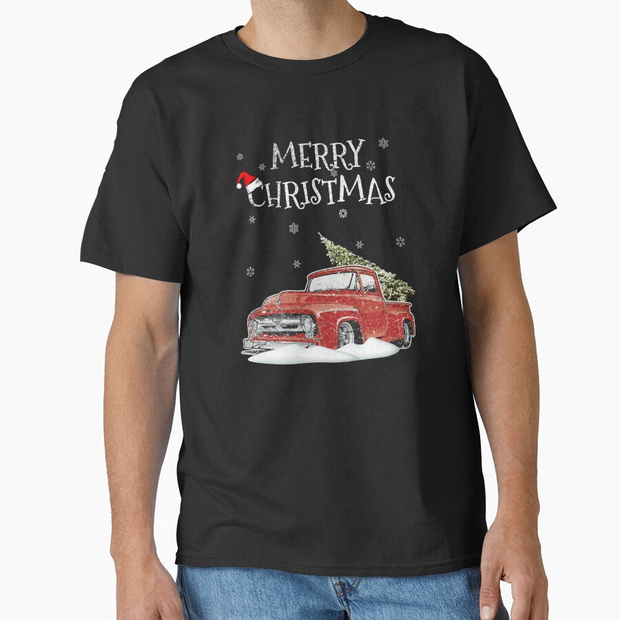 Red Vintage Truck Retro Christmas Tree Pickup Xmas by lishakaren