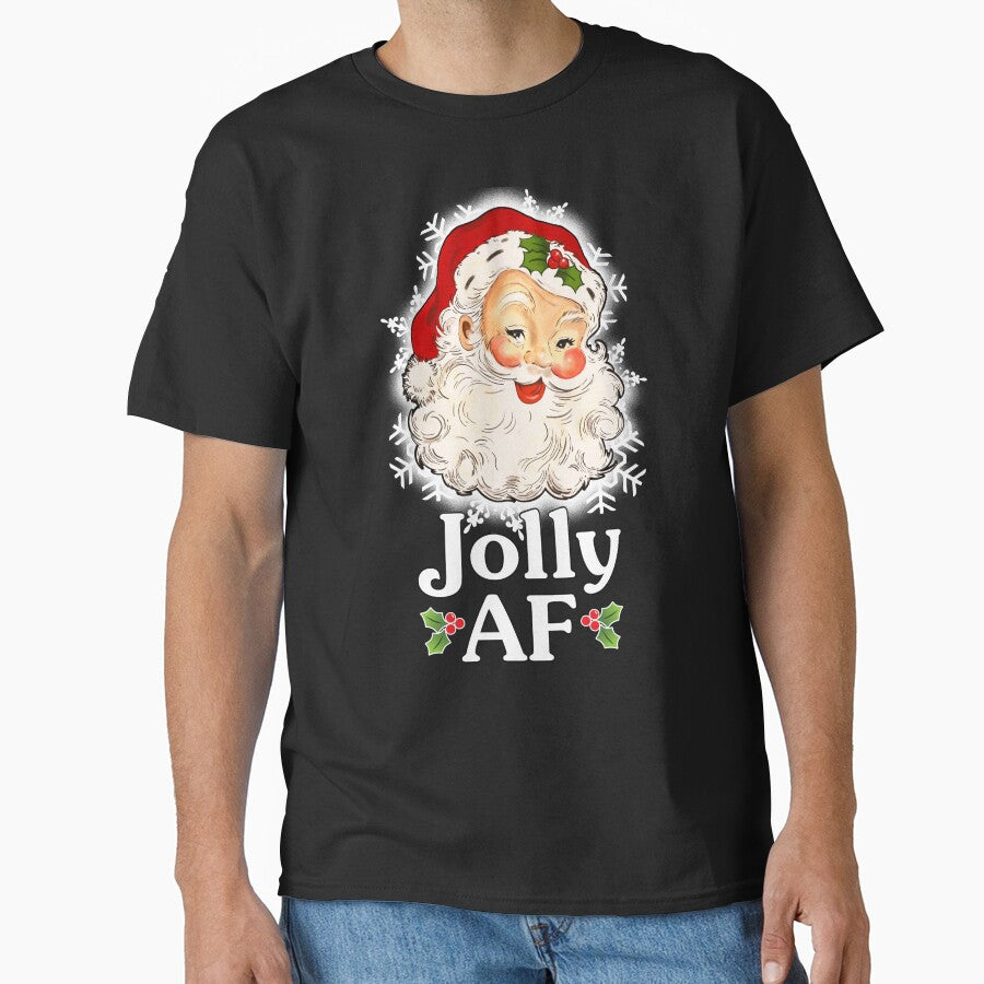 Jolly AF • Vintage Santa • Funny Christmas T-shirt by SouthAndSunny